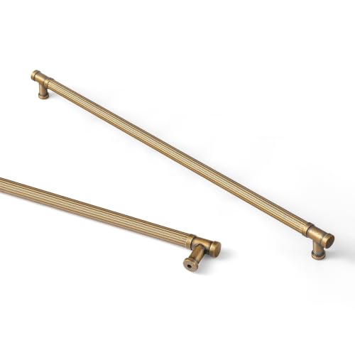 Goo-Ki 6 Pack Stripes Cabinet Pulls Antique Brass Drawer Handles, 12.6 Inch c-c Vintage Brass Dresser Pulls Zinc Alloy & Aluminium Kitchen Cabinet Hardware,3210GT-320 - color: Antique Brass, size: 12.6"(320mm) Center-Center
