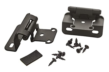 Amerock 1 Pair 1/2" Overlay Matte Black Partial Wrap Cabinet Hinge - color: Matte Black, size: 1/2 Inch (13 mm) Overlay