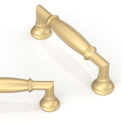 10 Pack Brushed Gold Cabinet Pulls 3 Inch(76mm) Kitchen Cabinet Handles Solid Zinc Alloy Cabinet Hardware Drawer Pulls - color: Brushed Gold, size: 3" Hole Center