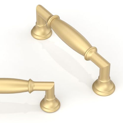 10 Pack Brushed Gold Cabinet Pulls 3 Inch(76mm) Kitchen Cabinet Handles Solid Zinc Alloy Cabinet Hardware Drawer Pulls - color: Brushed Gold, size: 3" Hole Center