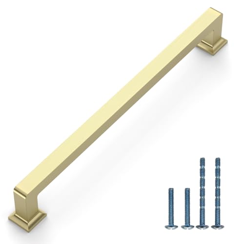 Brushed Brass Cabinet Handles Kitchen Pulls 7.5 Inch 10 Pack - color: Brushed Brass, size: 7.5" Hole Center