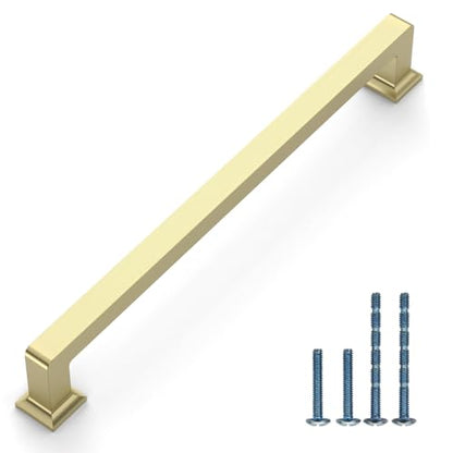 Brushed Brass Cabinet Handles Kitchen Pulls 7.5 Inch 10 Pack - color: Brushed Brass, size: 7.5" Hole Center