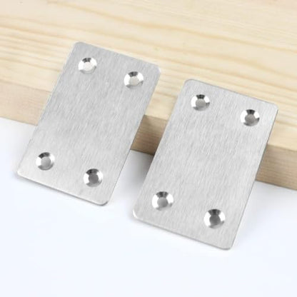 Flat Straight Mending Plates, Stainless Steel Repair Bracket Joining Plates for Furniture Wood, Silver, 40 Pack