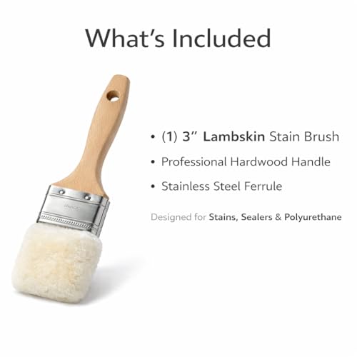Lambskin Stain & Paint Brush - for use with All Latex and Oil Based Paints, Stains and Polyurethanes. Premium Lambskin - New and Patented Design (3 Inch) - size: 3 Inch