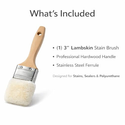 Lambskin Stain & Paint Brush - for use with All Latex and Oil Based Paints, Stains and Polyurethanes. Premium Lambskin - New and Patented Design (3 Inch) - size: 3 Inch