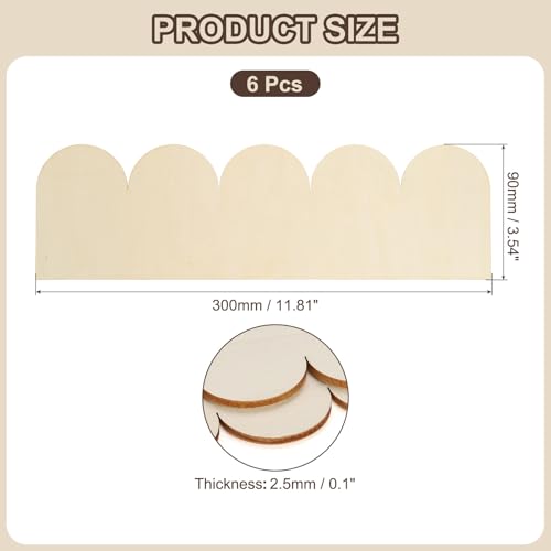 uxcell 6Pcs Decorative Wood Trim, Unfinished Scalloped Wooden Molding Trim for DIY Craft, Home Wall Cabinet Shelf Window Door(11.81" x 3.54") - size: 11.81" x 3.54"