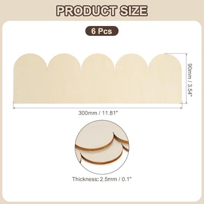 uxcell 6Pcs Decorative Wood Trim, Unfinished Scalloped Wooden Molding Trim for DIY Craft, Home Wall Cabinet Shelf Window Door(11.81" x 3.54") - size: 11.81" x 3.54"