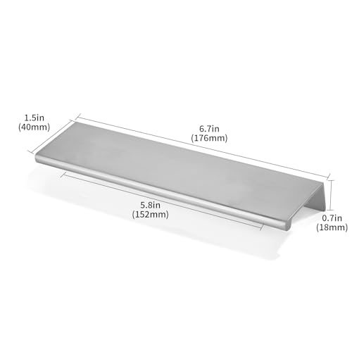 khtumeware 2 Pack 6 inch(152mm) Hole Center Brushed Nickel Finger Edge Pull Solid Zinc Drawer Pull Satin Nickel Hidden Edge Treatment Hardware Finger Pull Kitchen Drawer Hardware - color: Brushed Satin Nickel, size: 6inch(152mm) hole center