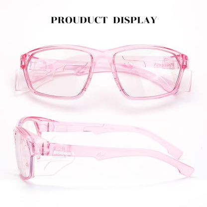 ProtectX Stylish Safety Glasses Anti-Fog Scratch Pink Clear - 2PC - color: 2 Pack Pink