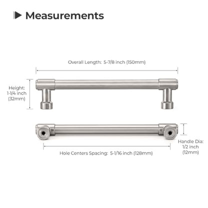 Goldenwarm 10 Pack 5 Inch Brushed Nickel Cabinet Pulls Modern Kitchen & Bathroom Hardware Heavy Duty Zinc Alloy Drawer Handles with Complete Screw Kit Consistent Finish for Whole-Home Renovations - color: Brushed Satin Nickel, size: 5 Inches Hole Center