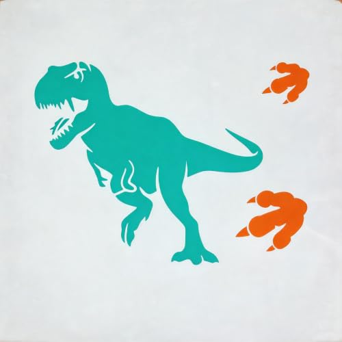 TIAMECH A4 Reusable T-Rex Dinosaur Footprint Stencil for Painting - color: T-Rex Dinosaur Footprint