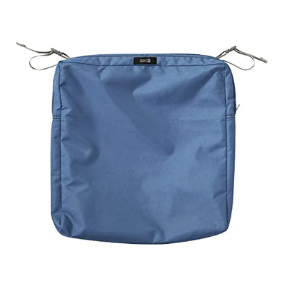Classic Accessories Ravenna Water-Resistant 19 x 19 x 3 Inch Patio Seat Cushion, Empire Blue, Chair Seat Cushion - color: Empire Blue, size: 19"W x 19"D x 3"Thick