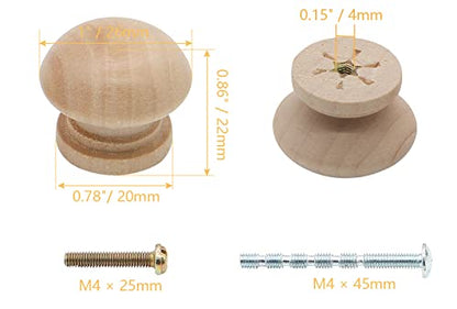 Wood Drawer Knobs, 1 Inch, Mushroom Shape, 8PCS - color: Unfinished, size: 1"/(8pcs)