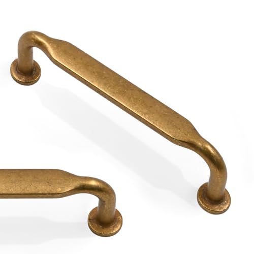 10 Pack Antique Brass Cabinet Pulls 3.75 Inch(96mm) Kitchen Cabinet Handles Solid Zinc Alloy Cabinet Hardware Drawer Pulls - color: Antique Brass, size: 3.75" Hole Center