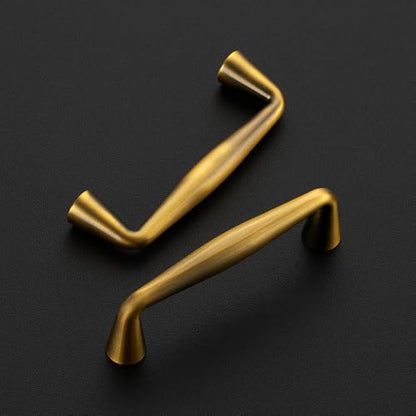 Ravinte Brushed Brass Cabinet Handles Solid Handles,3 Inch,10 Pack - color: Brushed Brass, size: 3 Inches Hole Center