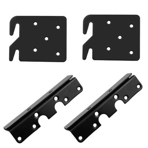 Wood Bed Rail Hook Plates+Brackets,Heavy Duty Bed Rail Fittings with Screws for Connecting Wood and Headboards,Bed Frame Brackets Replacement Bed Parts,1 Sets, Black - size: 1 Sets