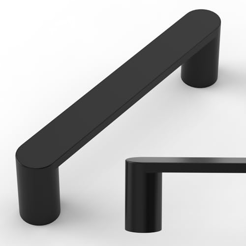 Amerdeco 10 Pack ZH0005MB Matte Black 3.75 Inch(96mm) Hole Centers Kitchen Cabinet Pulls Hardware Modern Kitchen Handles for Cabinets Cupboard Handles Drawer Pulls - color: Matte Black, size: 3.75" hole center