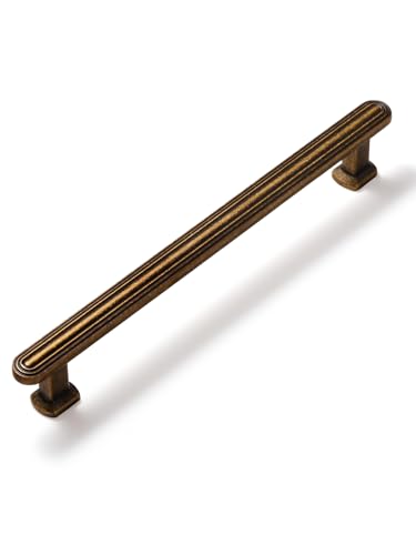 SORWDUREM 10 Pack 6.3 Inch(160mm) Antique Brass Cabinet Pulls Drawer Pulls Kitchen Hardware Cupboard Kitchen Hardware Cabinet Handles - color: Antique Brass, size: 6.3"(160mm) Hole Center