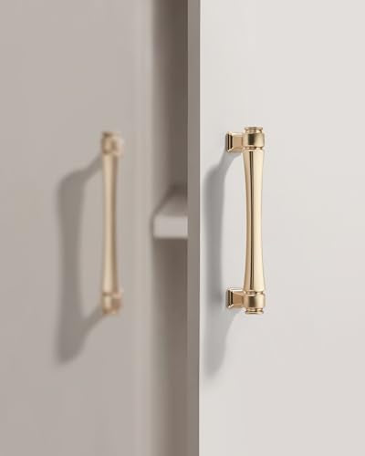 LIMUR 10 Pack 3.75 Inch (96mm) Hole Center Champagne Gold Cabinet Pulls – Solid Zinc Alloy Kitchen Cabinet Handles, Drawer Pulls for Bathroom Vanity, Dresser & Wardrobe, M4 Screws Included - color: Champagne Gold, size: 3.75"/96 MM Hole Center