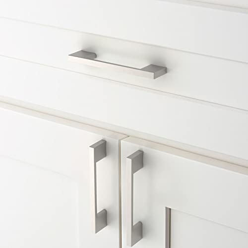 Amerdeco 10 Pack Brushed Satin Nickel Cabinet Pulls 3-3/4 Inch(96MM) Hole Centers Kitchen Cabinet Handles Cabinet Hardware Kitchen Handles for Cabinets Cupboard Handles Drawer Pulls ZH0060 - color: Brushed Satin Nickel, size: 3.75" hole center