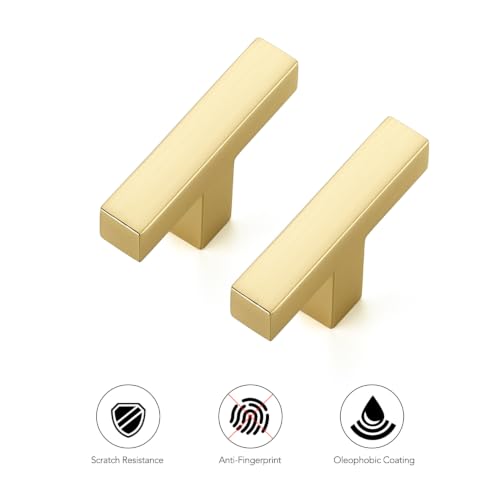 Ravinte Brushed Gold Cabinet Handles Solid Cabinet Pulls Single Hole 5 Pack - color: Brushed Gold, size: Single Hole