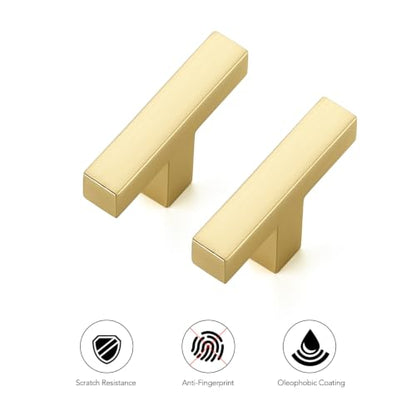 Ravinte Brushed Gold Cabinet Handles Solid Cabinet Pulls Single Hole 5 Pack - color: Brushed Gold, size: Single Hole