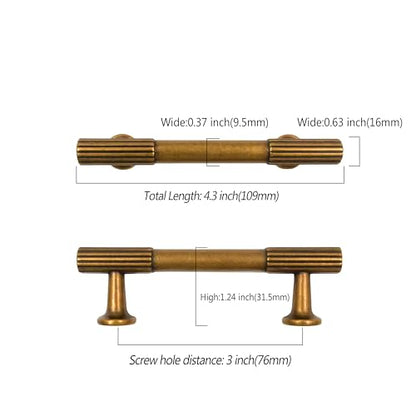 Asidrama 10 Pack 3 inch Antique Brass Kitchen Cabinet Handles - color: Antique Brass, size: 3" Hole Center
