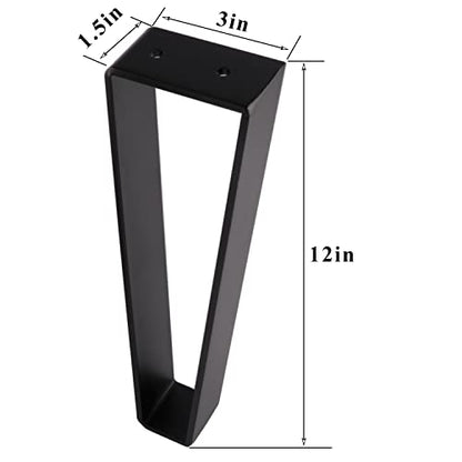 Osring 12 Inch Trapezoid Furniture Legs, Black Metal Coffee Table Feet 4pcs - color: Black, size: 12 Inch