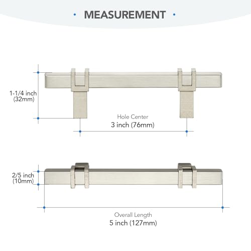 HOME EDIT 3 inch Brushed Nickel Cabinet Handles, 10 Pack Kitchen Cabinet Handles Drawer Pulls Zinc Alloy Square Bar Kitchen Pulls - color: Brushed Nickel, size: 3 Inch Hole Center