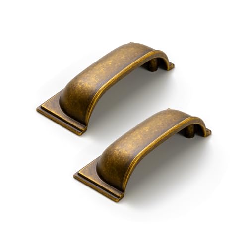 Goo-Ki 6 Pack Antique Brass Cup Pulls Zinc Alloy Kitchen Hardware,2-1/2 Inch Hole Center Channing Bin Cup Drawer Pull Handles for Cabinet Furniture,9632GT-64 - color: Antique Brass, size: 2-1/2 Inch Hole Center