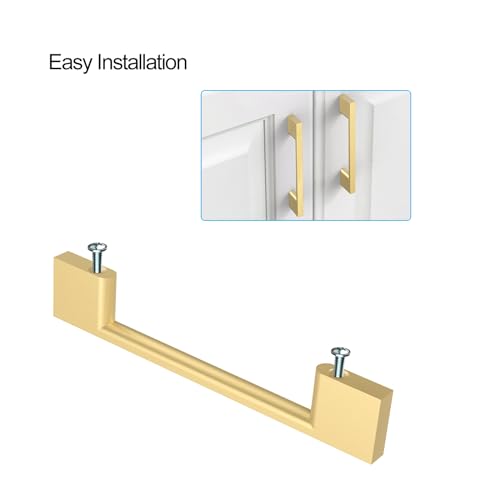 9BUILD 10 Pack Gold Cabinet Pulls - 5 Inch Handles for Drawer & Cabinet - color: Brushed Gold, size: 5"/128MM Hole Center, style: 10 Pack