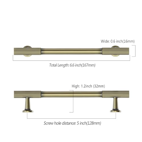 Asidrama 10 Pack 5 inch Brushed Antique Bronze Kitchen Cabinet Handles - color: Brushed Antique Bronze, size: 5" Hole Center