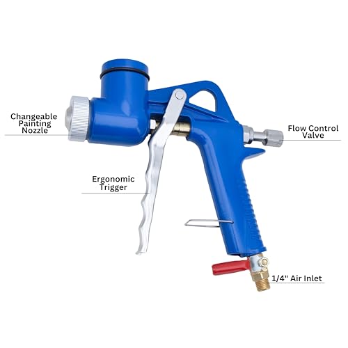 NEIKO 31227A Drywall Texture Sprayer, Air Texture Gun with 1.2 Gallon Hopper Gun, 3 Nozzles: 4 mm, 6 mm, 8 mm, Stucco Mud or Popcorn on Walls and Ceiling, Knockdown, Spray Gun with Handle - style: Texture Spray Gun
