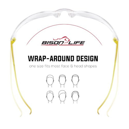 BISON LIFE Clear/Yellow Safety Glasses for Men & Women, ANSI Z87.1, 6 Pack - color: Clear/Yellow