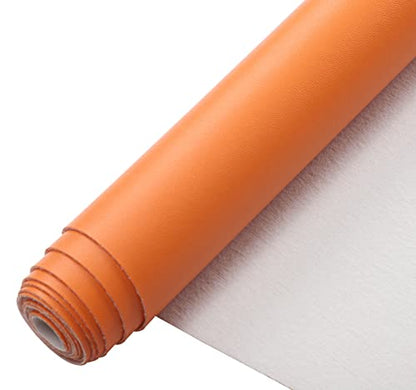 Picheng Smooth Faux Leather Sheets: 13.8"X53" Solid Soft Faux Leather Roll - color: Orange