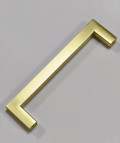 30 Pack 5 Inch Hole Center Brushed Brass Stainless Steel Square Cabinet Pulls Brushed Gold Cabinet Handles Drawer Handles Cupboard Handles - color: Brushed Gold, size: 5 inch hole center (128mm)