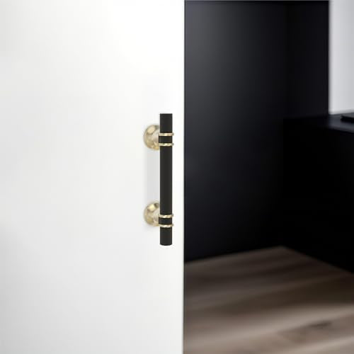 10 Pack 3 Inch Cabinet Pulls knurled Matte Black and Brushed Gold Kitchen Cabinet Handles Aluminum and Zinc Alloy Drawer Pulls Solid Cabinet Hardware - color: Black and Brushed Gold Knurled, size: 3'' Hole Center(76mm)