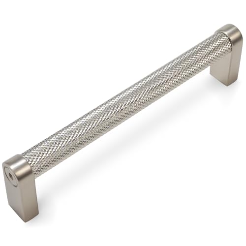 10 Pack 5 Inch Brushed Satin Nickel Kitchen Cabinet Handles Knurled Cabinet Pulls Drawer Pulls Kitchen Hardware - color: Brushed Satin Nickel, size: 5'' Hole Center(128mm)