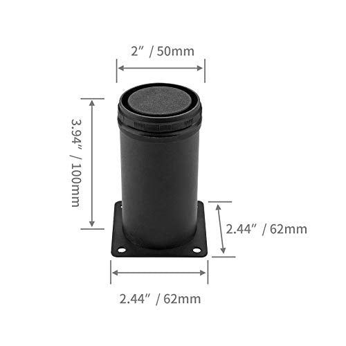 Set of 4 Adjustable Stainless Steel Furniture Legs 4 Inch Black - color: Black, size: 4 inch