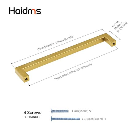 Haidms Gold Cabinet Handles 7-9/16" Brushed Gold Cabinet Handles 30 Pack - color: Gold, size: 7-9/16 Inch Hole Center