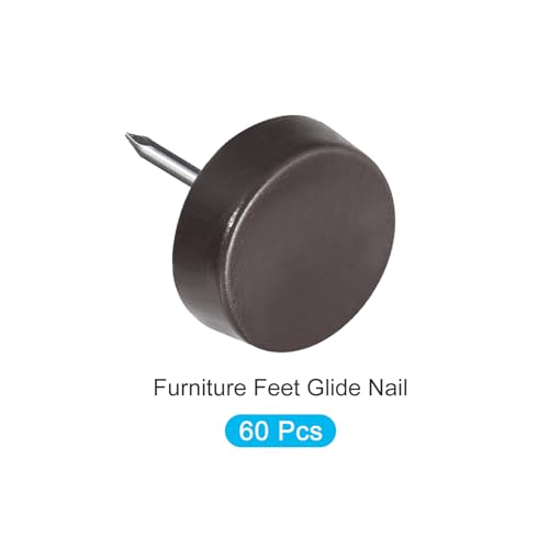 METALLIXITY Furniture Feet Nail (14mm/0.55in) 60Pcs, Plastic Round Chair Glides Sliders - for Chairs Sofa Furniture Sliders Protector Pad, Brown - size: 14mm/0.55in