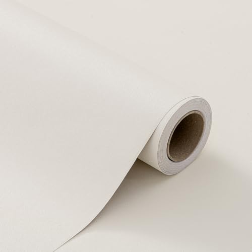 Peel and Stick Wallpaper Cream Contact Paper Large Matte Solid Waterproof Self Adhesive Contact Paper 24"x393" Vinyl Roll for Wall Renter Friendly Wallpaper for Kitchen Bedroom - color: Cream, size: 23.6" x 393"