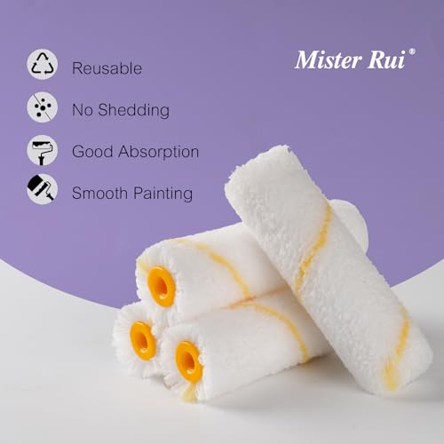 Mister Rui 24 Pieces 4-Inch Small Paint Roller Covers Microfiber Rollers