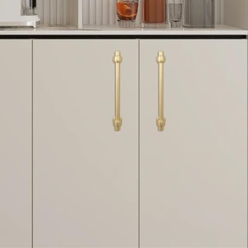 10 Pack Brushed Gold Cabinet Pulls 6-1/4 Inch(160mm) Hole Center Drawer Pulls Cabinet Hardware Kitchen Cabinet Handles for Bathroom Dresser Pulls - color: Brushed Gold, size: 6-1/4" Hole Center（160mm）