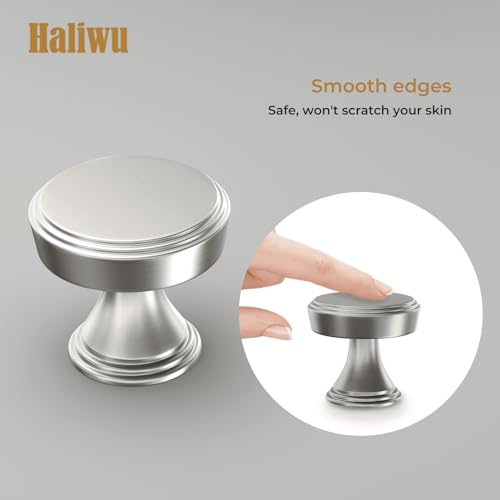 Haliwu 20 Pack Brushed Nickel Cabinet Knobs, Round Silver Cabinet Knobs - color: Brushed Nickel &Round C