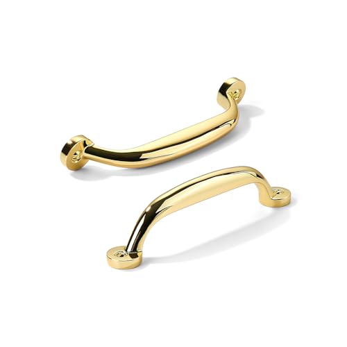 10 Pack 3-3/4 inch Hole Center Polished Brass Cabinet Pulls - Heavy Duty Solid Drawer Hardware Handles Kitchen Vanity Bathroom Handles - color: Polished Brass, size: 3-3/4"(96mm) Hole Center
