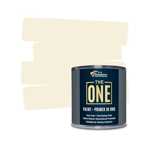 THE ONE All-In-One Paint & Primer - Light Cream Satin, 8.5 Fl Oz/250ml | 1 Coat Formula | Easy Indoor & Outdoor Decorating for Home & Garden Walls, Floors & Furniture | Water-Based & Low VOC - color: Light Cream, size: 8.5 Fl Oz (Pack of 1)