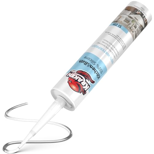 Kraken Bond Premium RTV Silicone Sealant Clear, 1x10.1 fl.oz. 100% Waterproof Silicone Caulk for Kitchen, Bathroom, Shower, Sink, Tub, Window & Door - size: 1 Pack