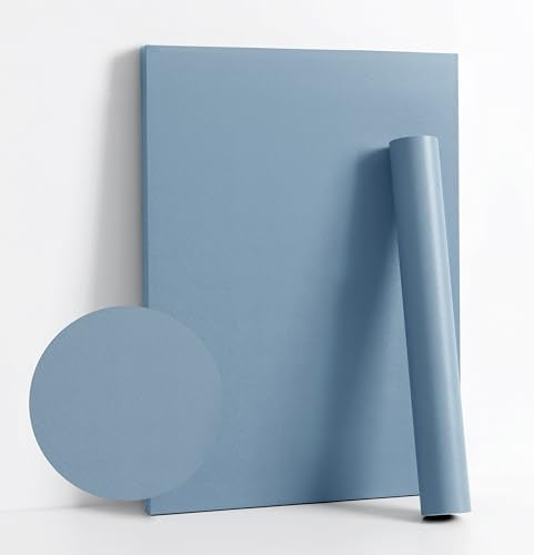 Dimoon 118''x17.7'' Blue Peel and Stick Wallpaper Contact Paper Modern Self Adhesive Wall Paper Removable Renter Friendly Textured Solid Color Shelf Cabinet Vinyl Roll (118''x17.7'',Blue Grey) - color: Blue Grey, size: 17.7" x 118"