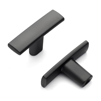 10 Pack Matte Black Cabinet Knobs 1-3/4 Inch Black Curved Drawer Knobs - color: Black&Curved